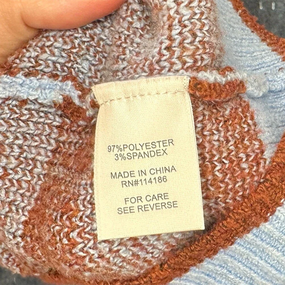 Sugar Moon Sweater Vest Womens Size L Light Blue Brown Check Floral - Picture 4 of 7